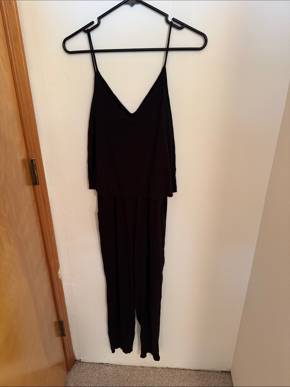 Final Touch Black Spaghetti Strap V-Neck Jumpsuit